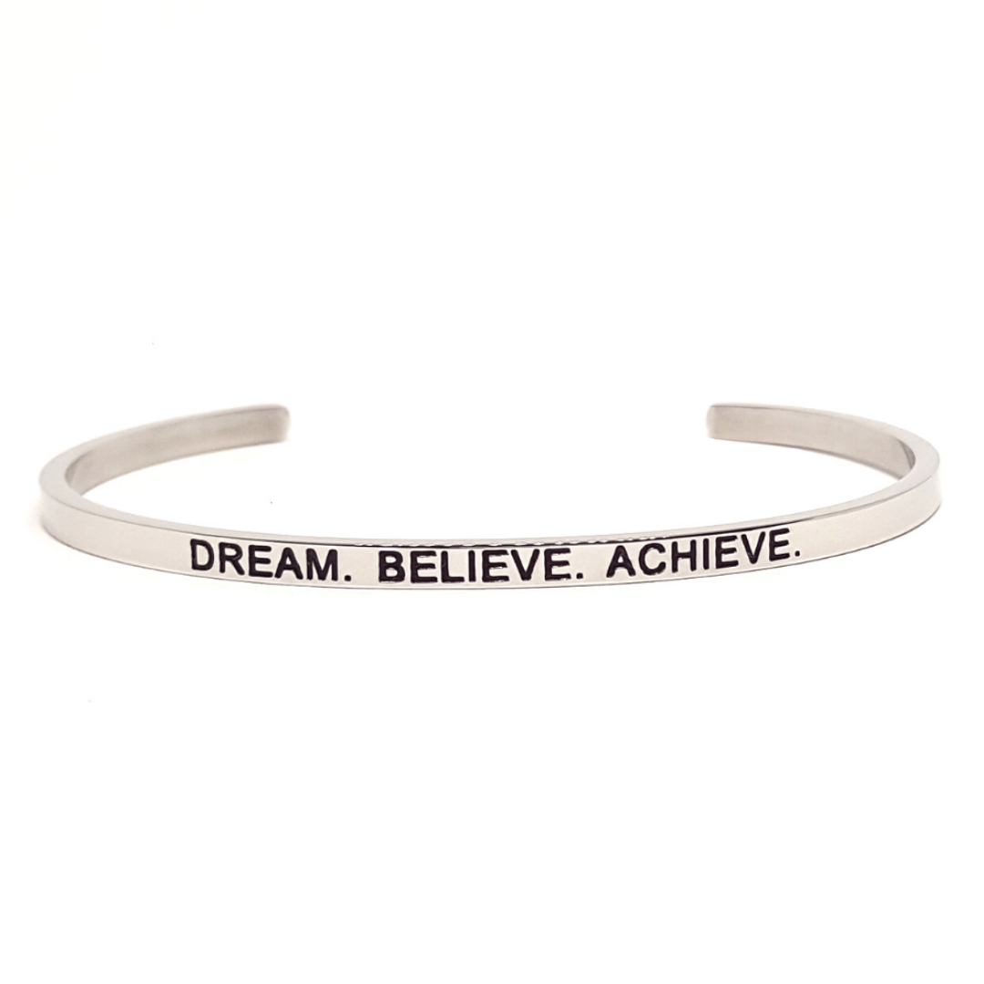 Edelstalen Armband 'DREAM, BELIEVE. ACHIEVE'