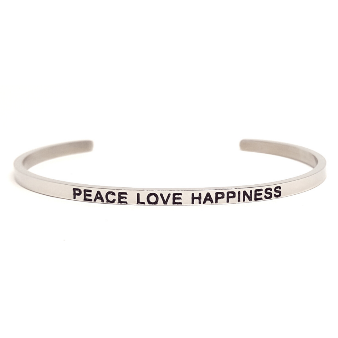 Edelstalen Armband 'PEACE LOVE HAPPINESS'