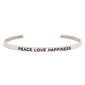 Edelstalen Armband 'PEACE LOVE HAPPINESS'