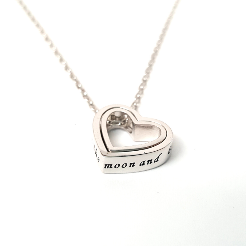 Zilveren Ketting Dubbel Hart 'To The Moon and Back'