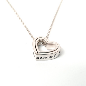 Zilveren Ketting Dubbel Hart 'To The Moon and Back'