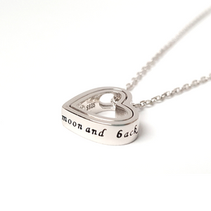 Zilveren Ketting Dubbel Hart 'To The Moon and Back'