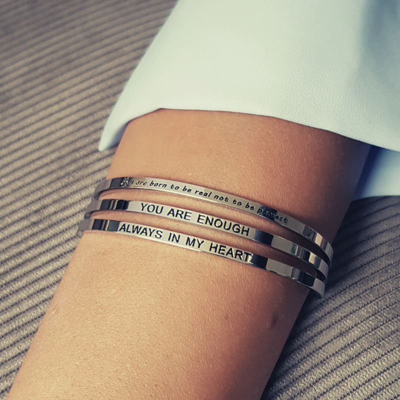 Edelstalen Armband 'You are born to be real...'